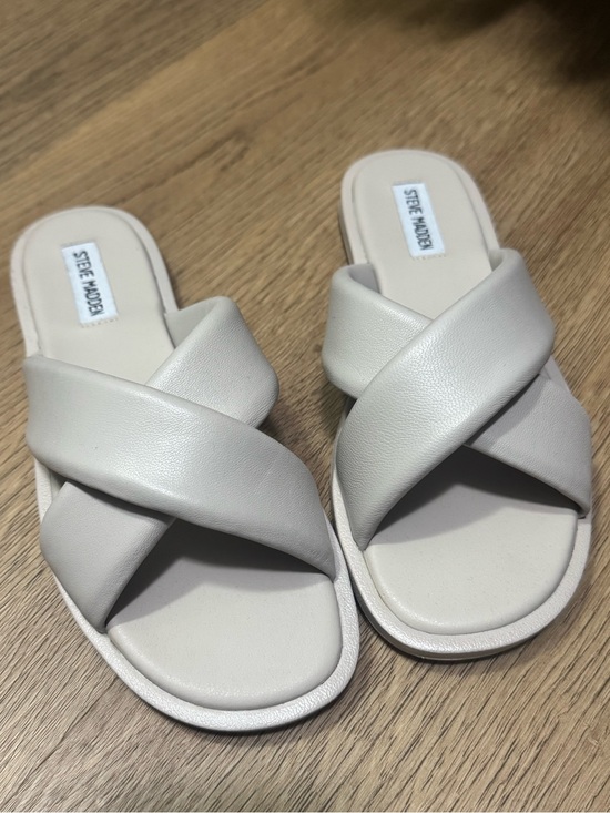 Steve Madden Shoes - Steve Madden Klarke Cream Cross-Band Slide Sandals